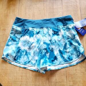 Champion Tie Dye Blue Athletic Shorts Size Large Women's NEW LINER‎ Double Dry